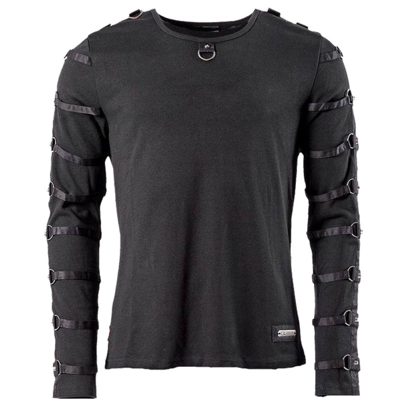 Men D Ring Gothic Shirt Long Sleeve Cotton Shirt